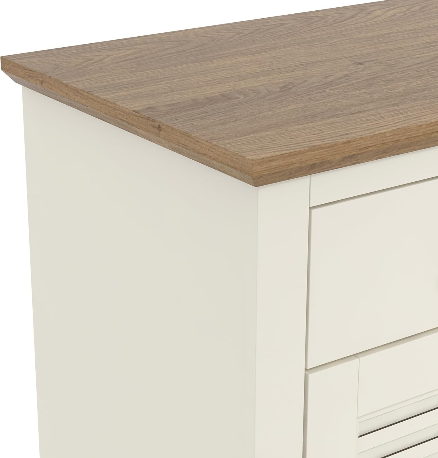 Modern Storage Cabinet Sideboard 2 Door 1 Drawer Ivory Oak Hallway Unit