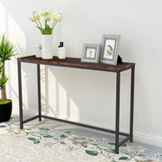 Rustic Narrow Console Table Wood Metal Entryway Hallway Desk 105cm Sturdy