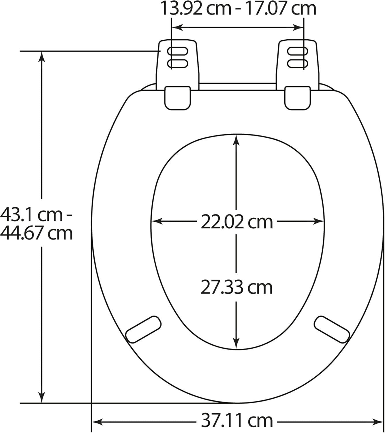 Chicago White Wooden Toilet Seat 48.8x37.8x6cm Adjustable Plastic Hinges