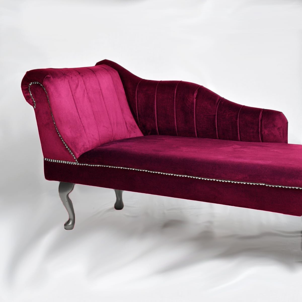 Velvet Chaise Lounge Left Hand Tufted Accent Sofa Chair Boysenberry 133cm