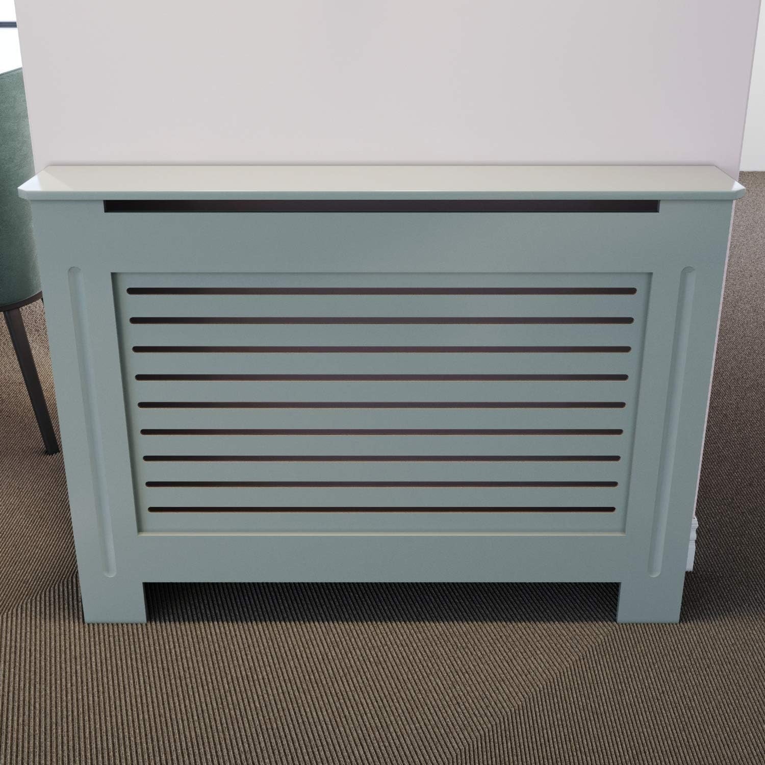Grey Radiator Cover Cabinet Medium | MDF Horizontal Slat Shelf