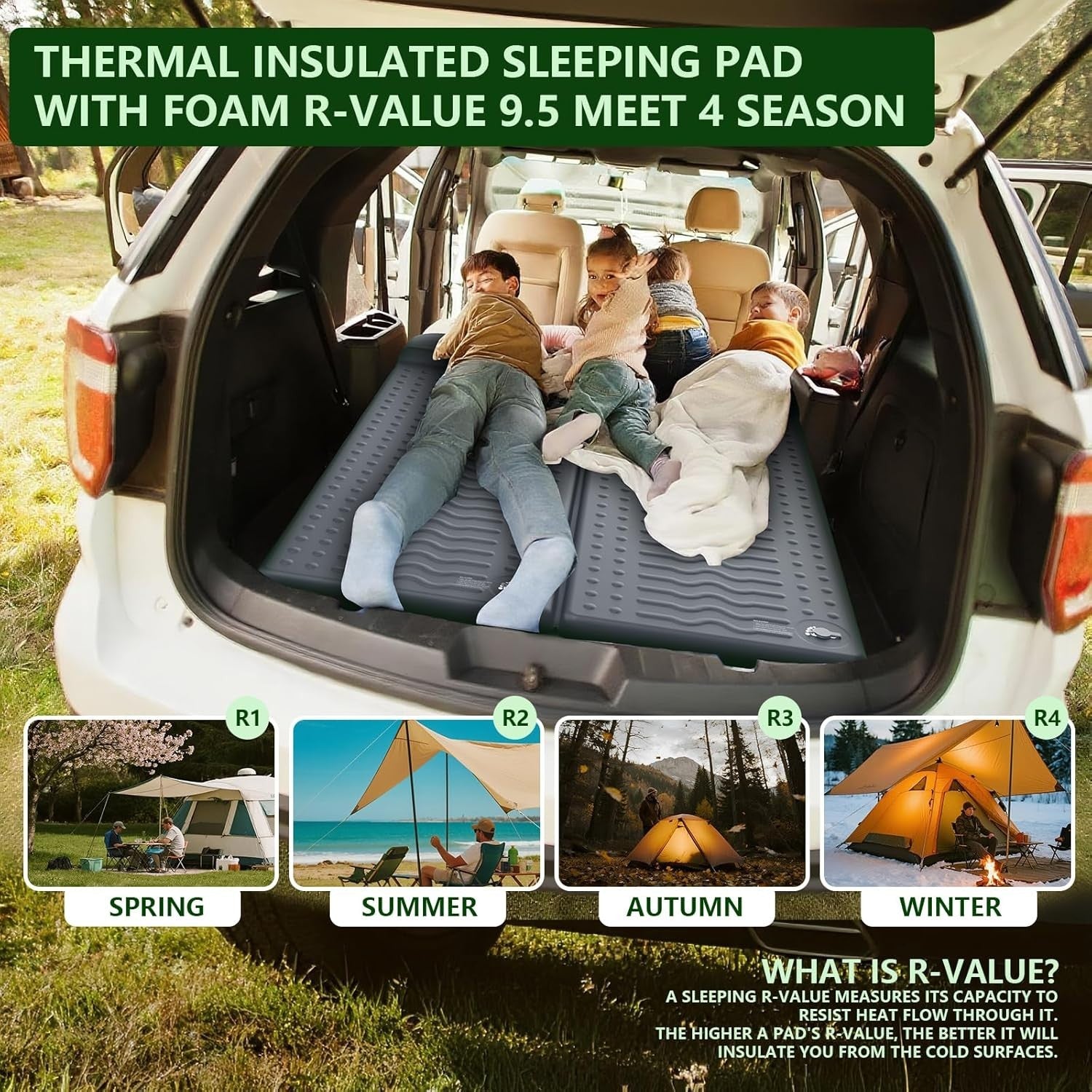 Memory Foam Sleeping Pad 195x70.5x7.6cm Inflatable Camping Mat
