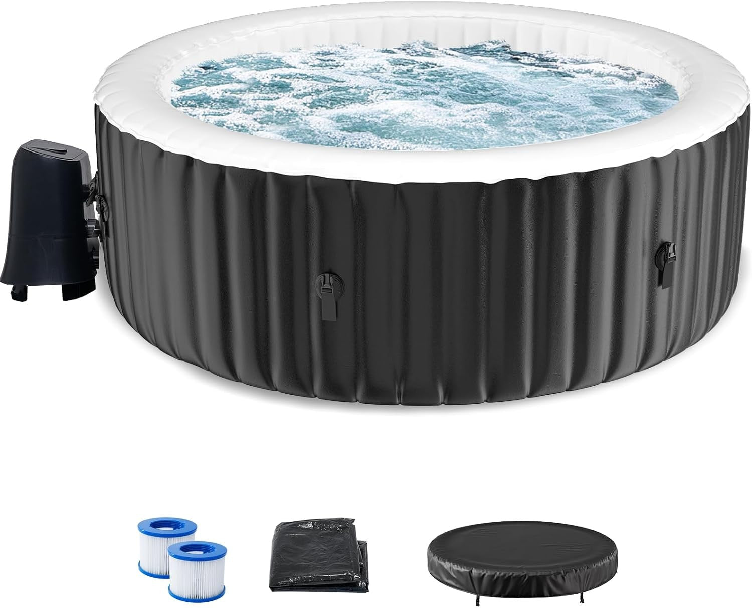 Inflatable Hot Tub 2–4 Person Round Spa 120 Air Jets Heater Pump 180cm