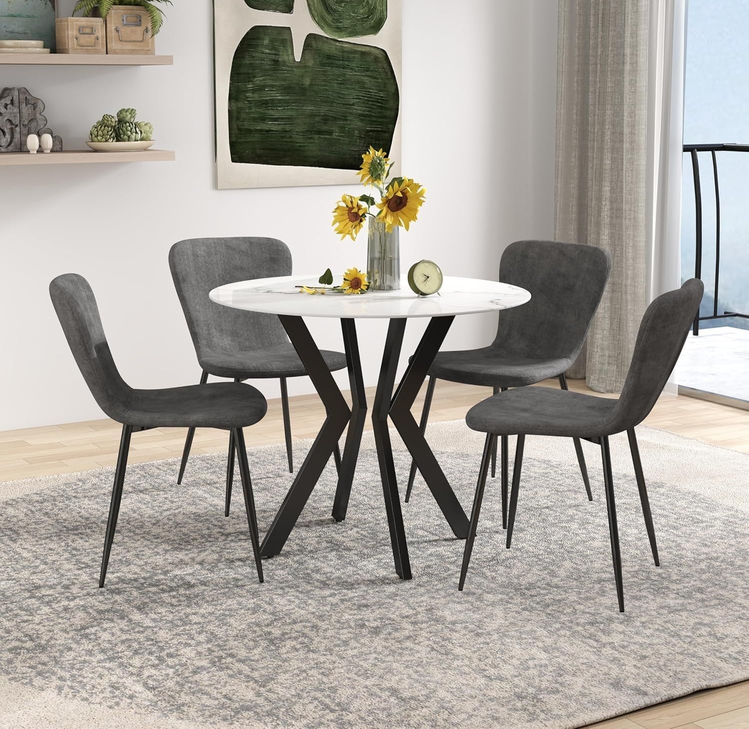 120cm Black Round Pedestal Dining Table Semi-Gloss Modern 4–6 Seater