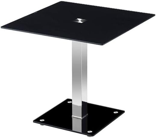 Square Glass Dining Table 80x76cm Black Tempered Modern Bistro