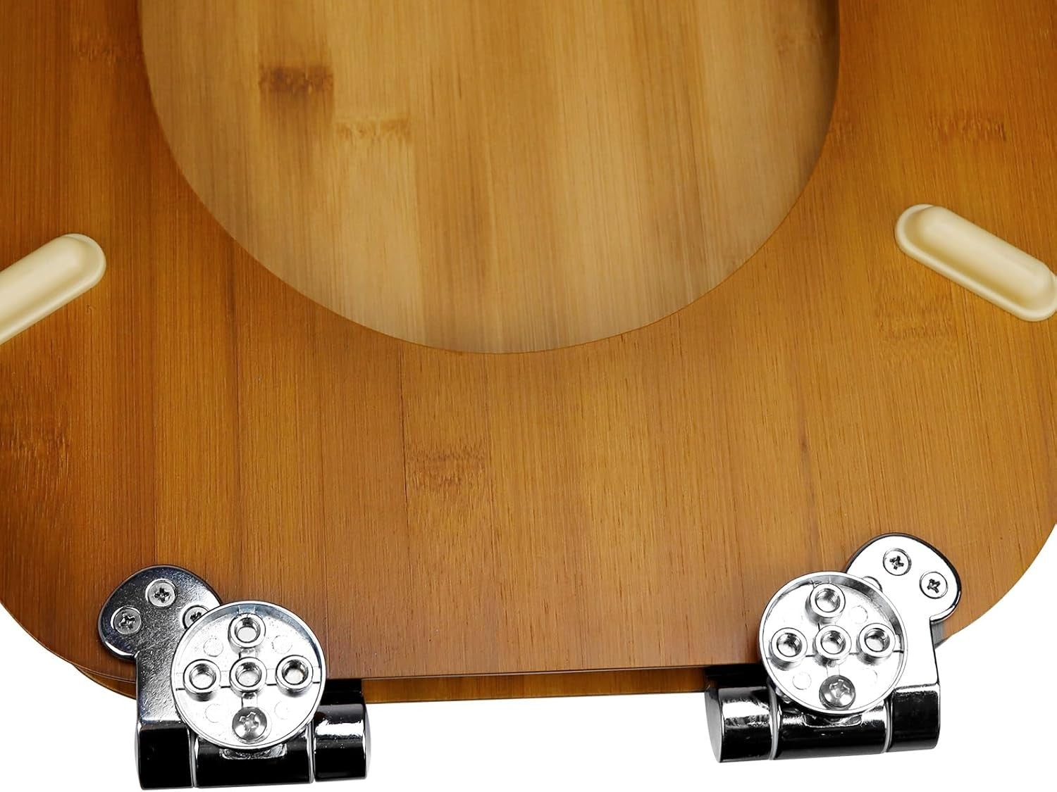 Bamboo Wood Toilet Seat Soft Close Metal Hinges Oval Easy Install 45x37cm
