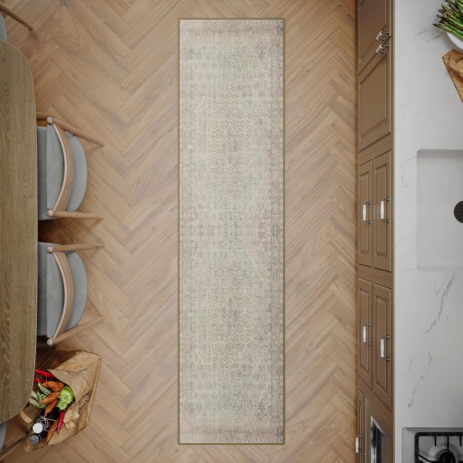 Washable Runner Rug 60x240cm Non-Slip Soft Hallway Kitchen Bedroom Long Mat