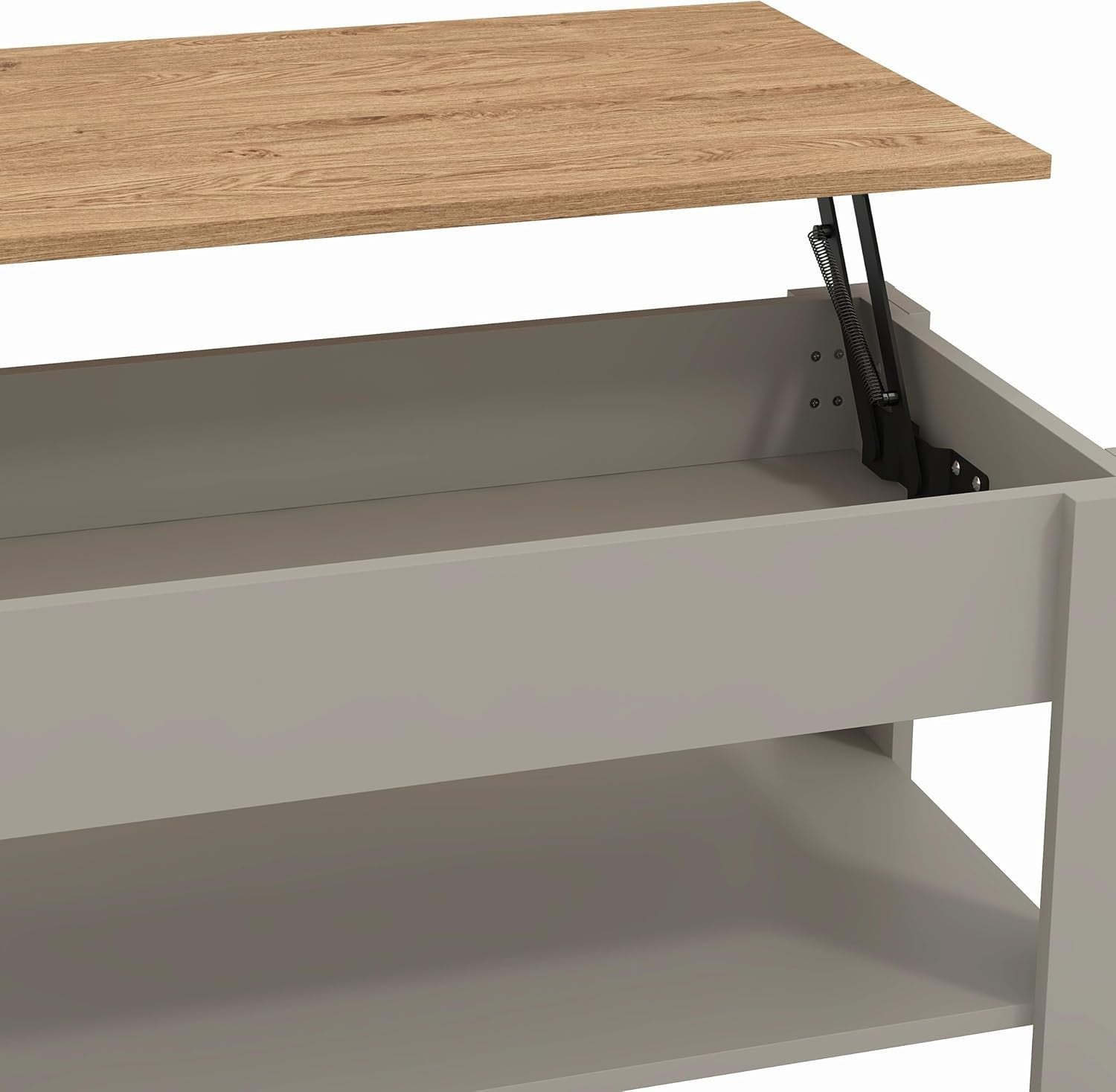 Lift-Up Coffee Table with Hidden Storage & Shelf, Modern Space Saver