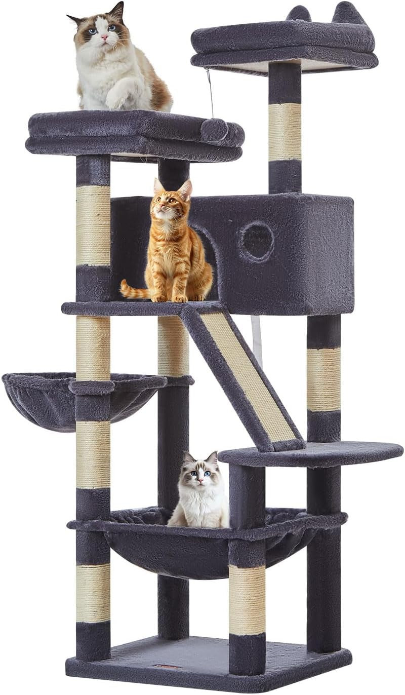 Large Cat Tree Tower 146cm Multi Level Scratching Posts Hammock Condo