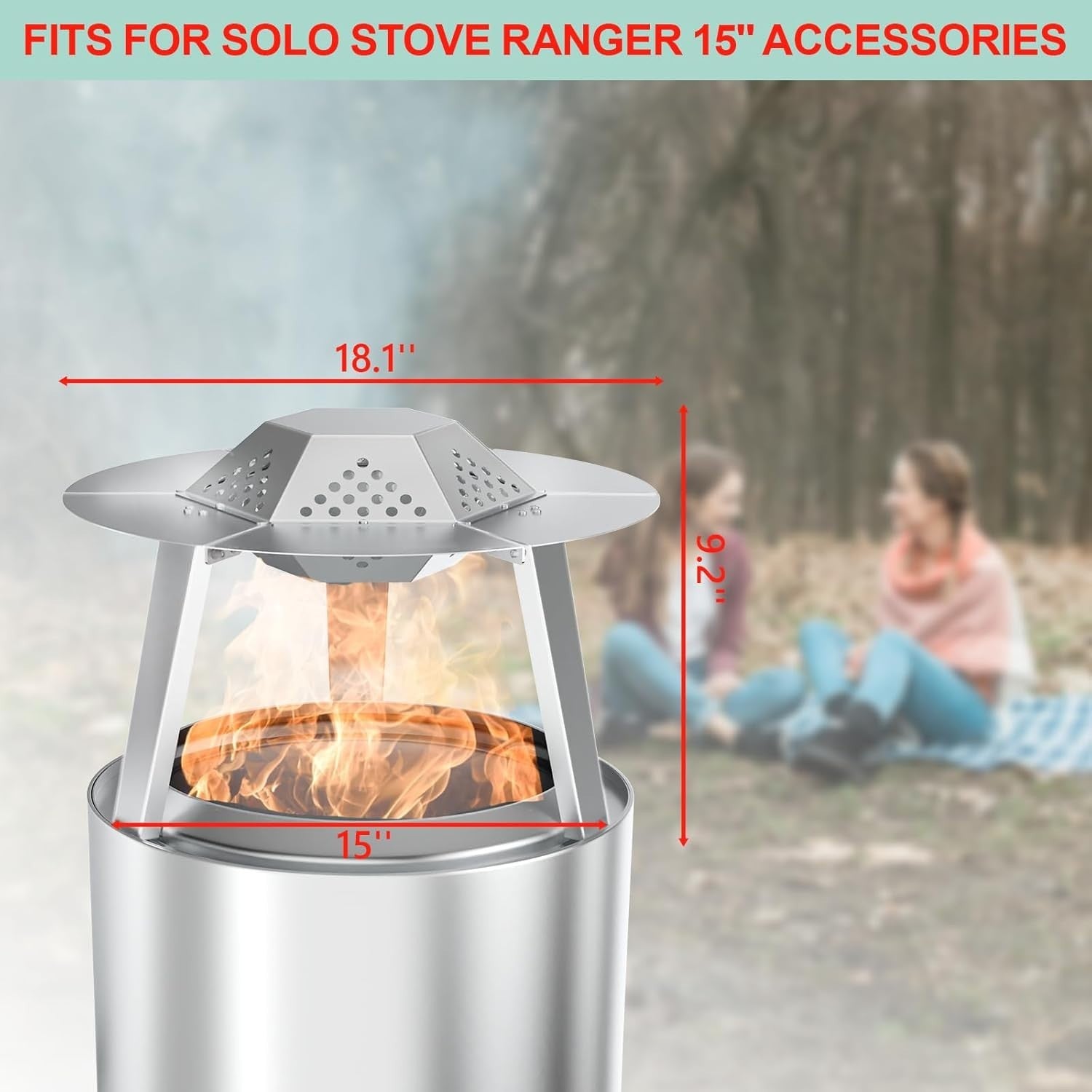 Stainless Steel Heat Deflector for Fire Pit 15" with Handle & Legs