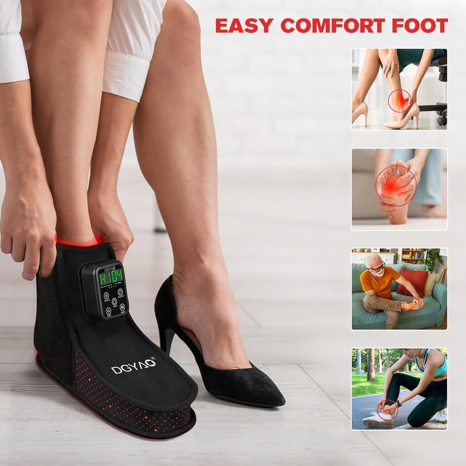 Portable Infrared Foot & Ankle Red Light Therapy Massager with Battery