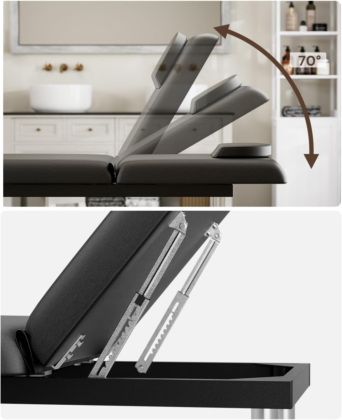 Heavy Duty Spa Massage Table Beauty Bed w/ Storage Shelf & Adjustable Backrest