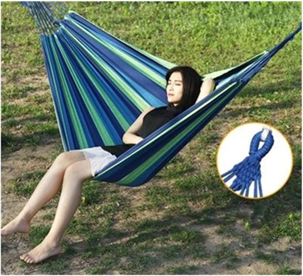 L 2 Person Cotton Camping Hammock – Portable, Lightweight, With Carry Bag