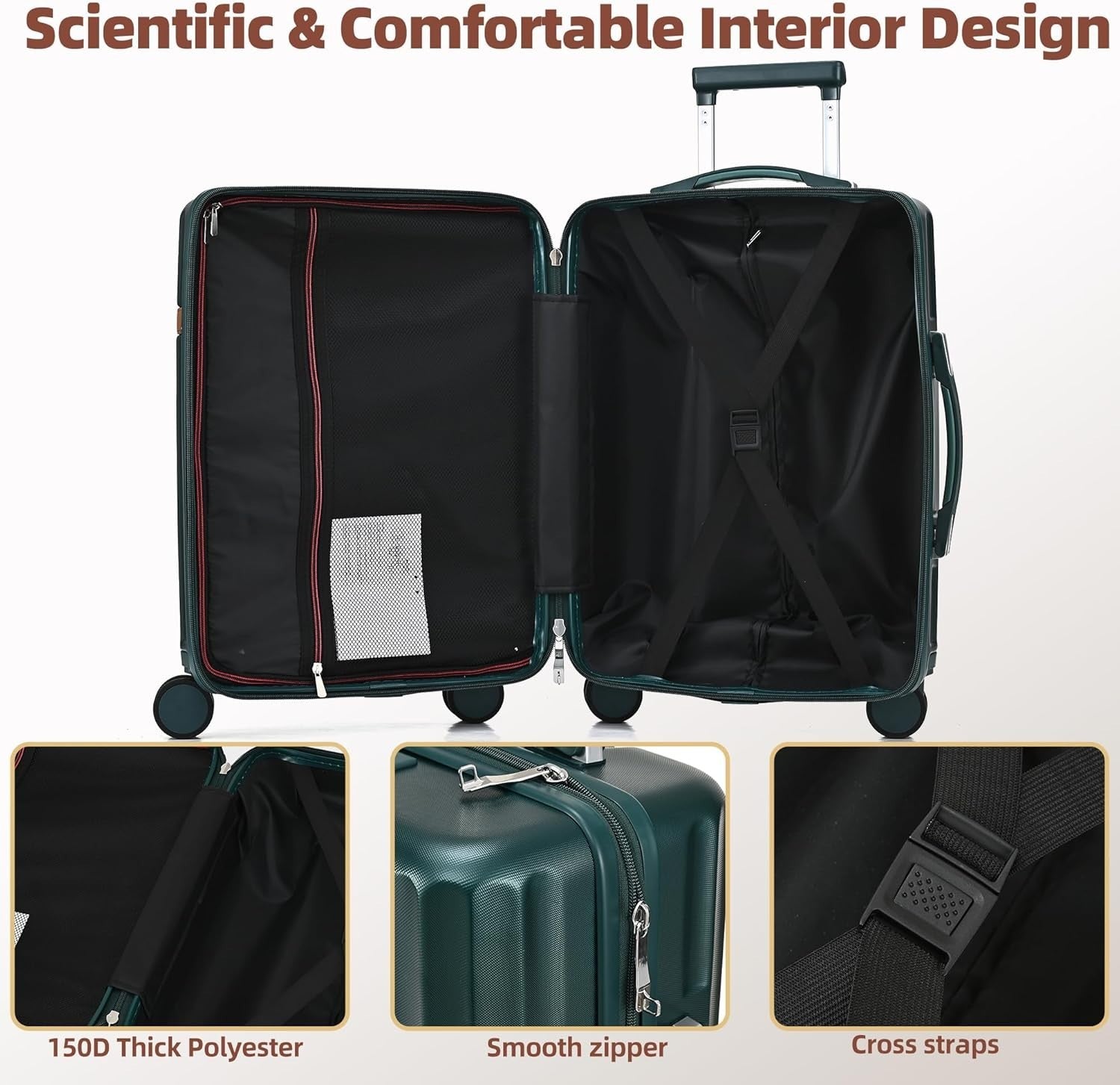 24 Inch Medium Hard Shell Suitcase Lightweight PC ABS 4 Spinner Lock