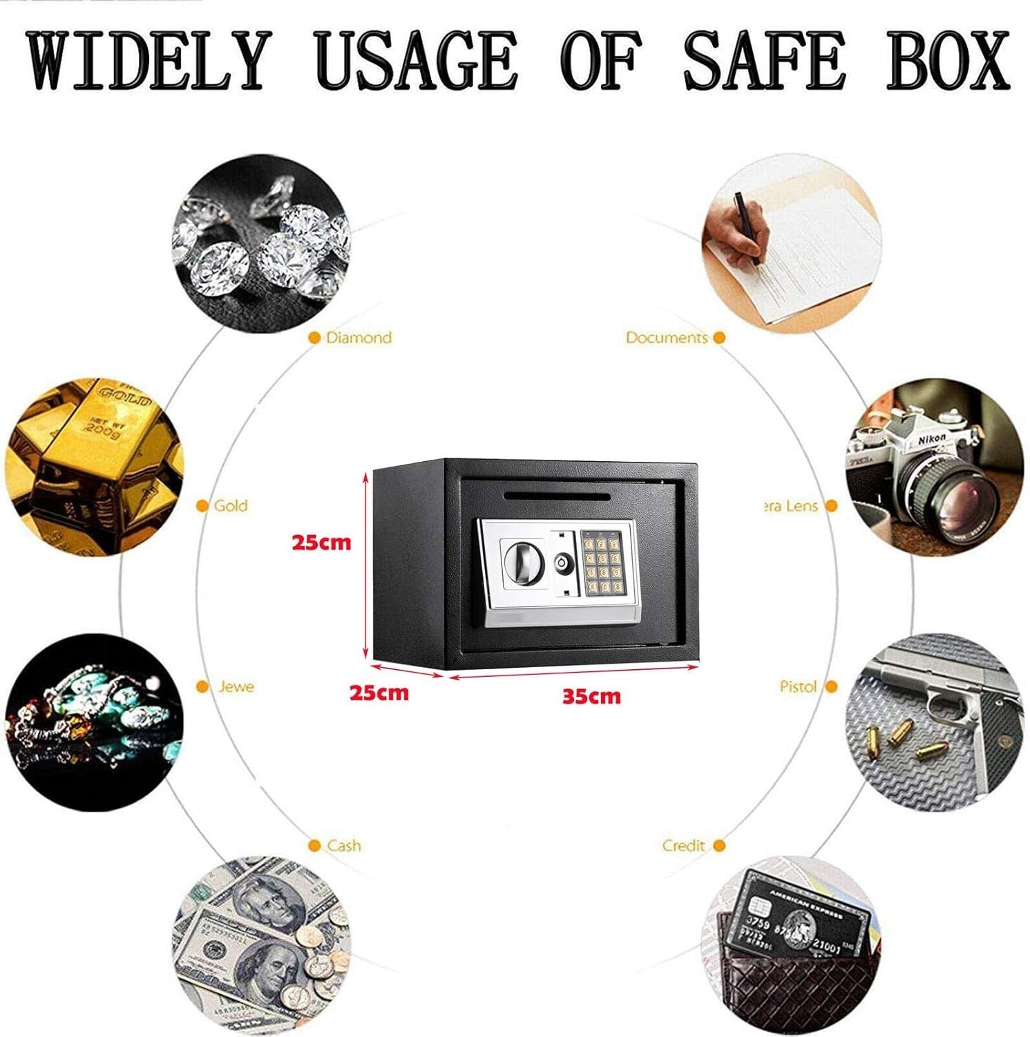 16L Digital Safe Box Electronic Keypad Security Cash Jewelry Lock