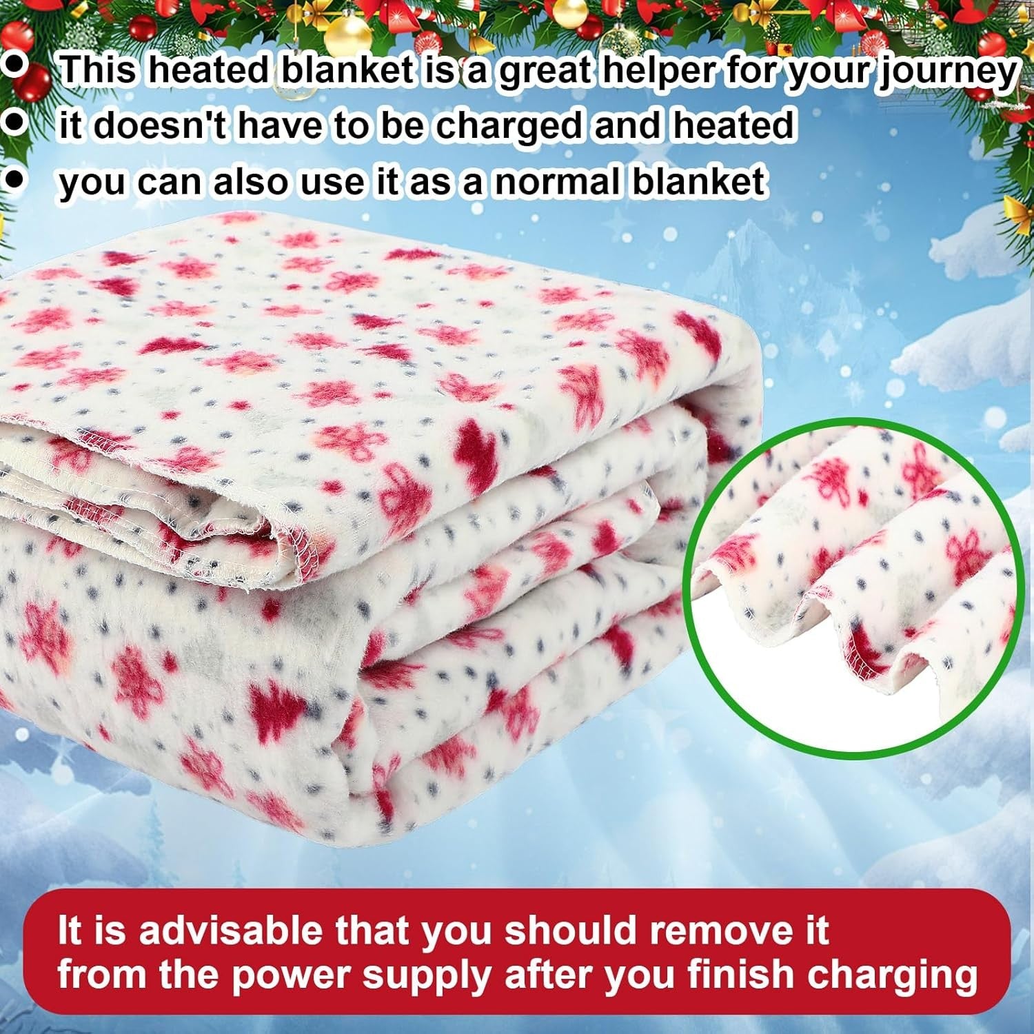 12V Heated Car Blanket Electric Travel Throw Temperature Control Warm