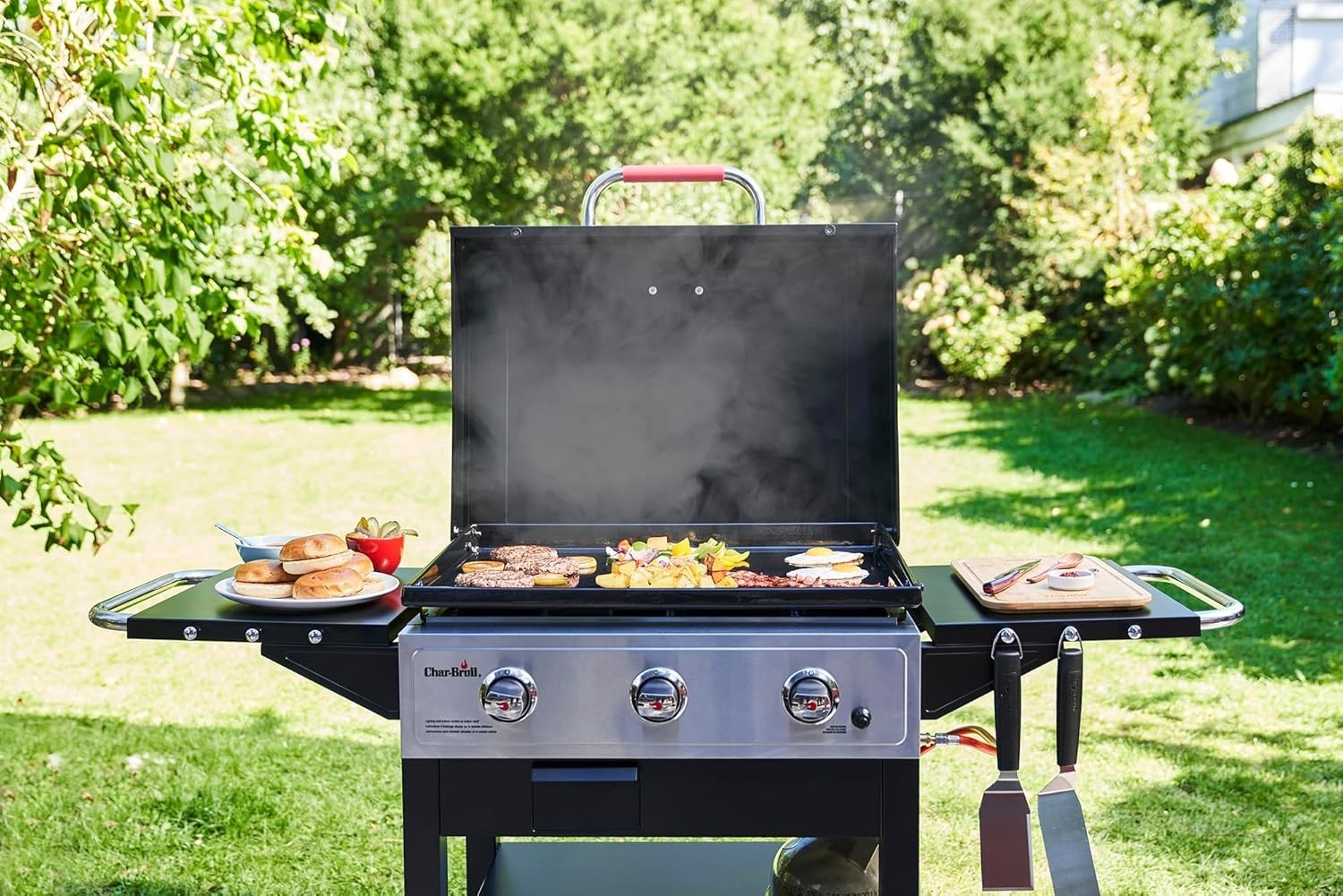 3 Burner Gas Griddle BBQ Outdoor Flat Top Grill Cast Iron Plate