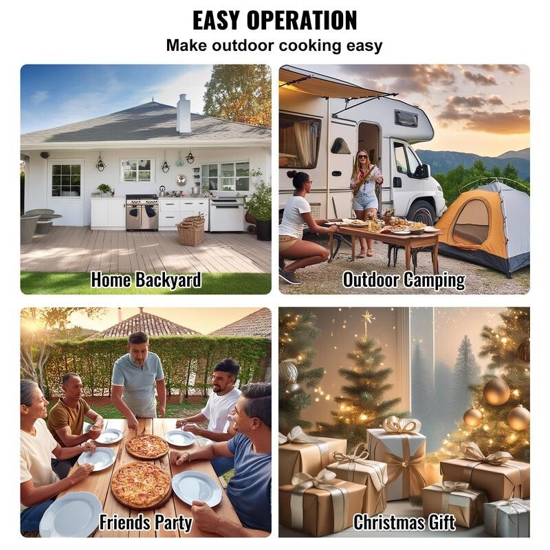 Outdoor Pizza Oven 12" Tri-Fuel BBQ, 210° Stone, Portable Grill