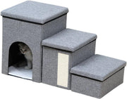 Dog Steps for Bed Pet Stairs with Ladder & Storage Box for Cats