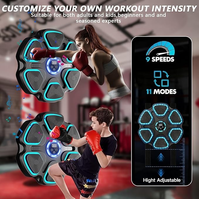 Music Boxing Machine Bluetooth LED Punch Trainer Wall Mount Home Gym Fitness