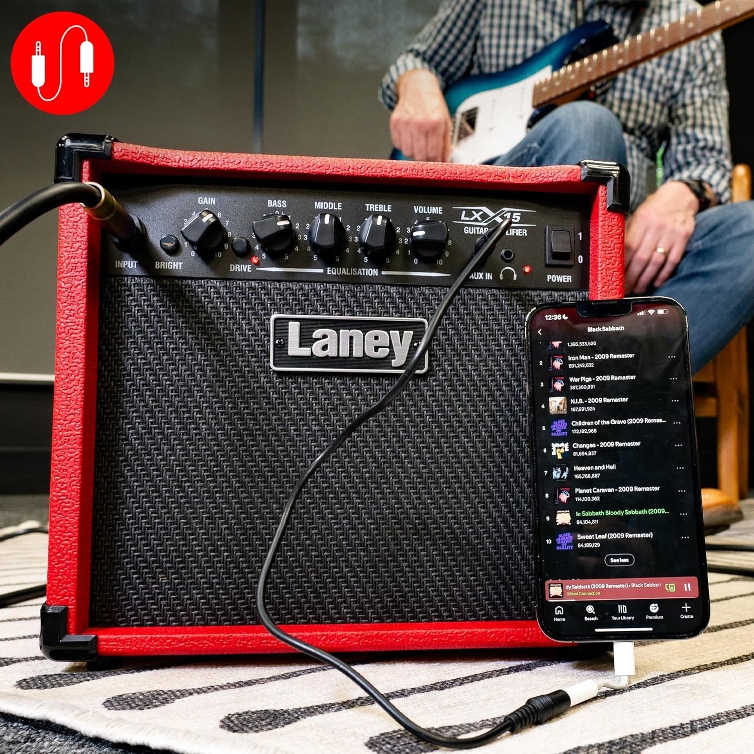 LX15 15W Electric Guitar Amp Portable Twin 5" Speakers Headphone AUX