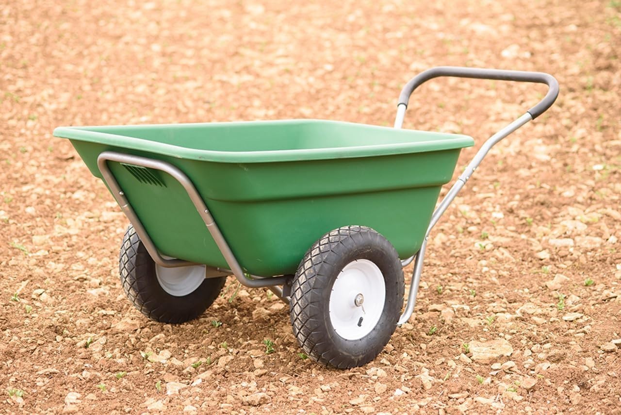200L 2-Wheel Wheelbarrow Green – Pneumatic Tyres Heavy Duty for 200kg Loads