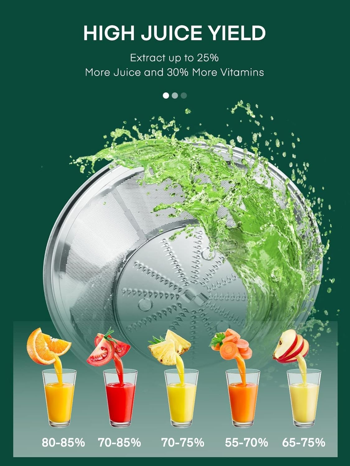 Centrifugal Juicer 800W Power 65mm Feed Chute 3 Speed Fast Juice Maker