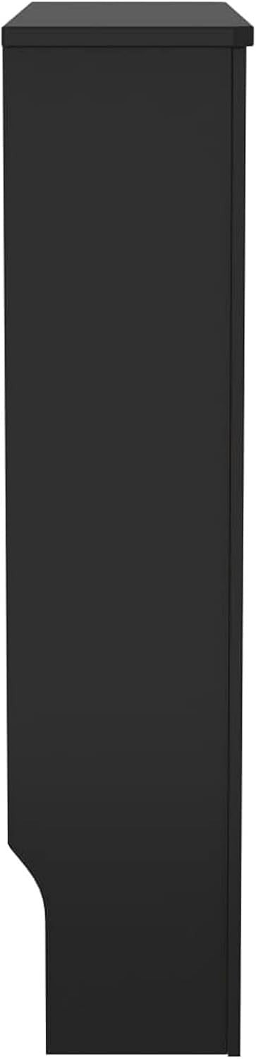 Black Radiator Cover 78x19x81.5cm Modern Slatted Design | MDF Wood Cabinet