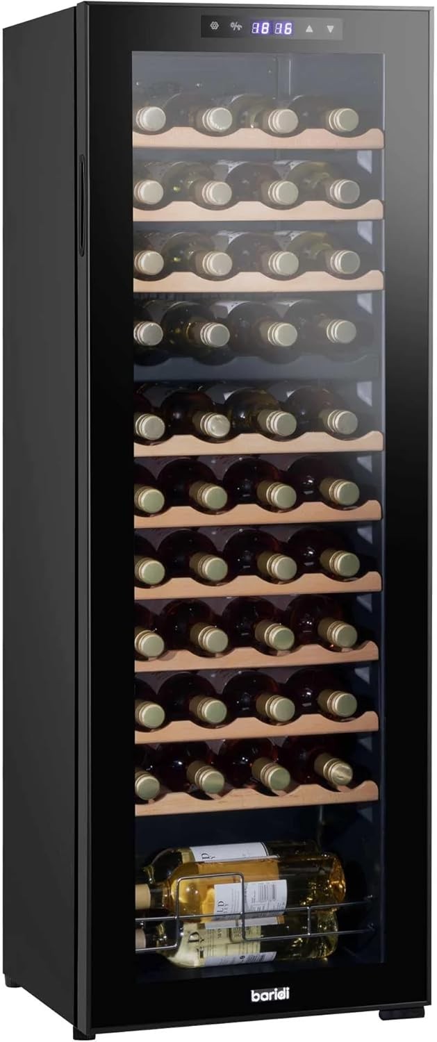 44 Bottle Dual Zone Wine Cooler Fridge Touch Screen LED Glass Door Black