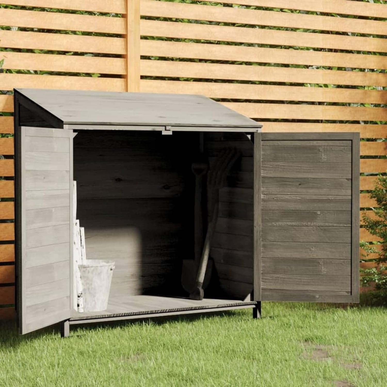 Wooden Garden Shed Outdoor Storage 102x52x112cm Solid Fir Wood Anthracite\
