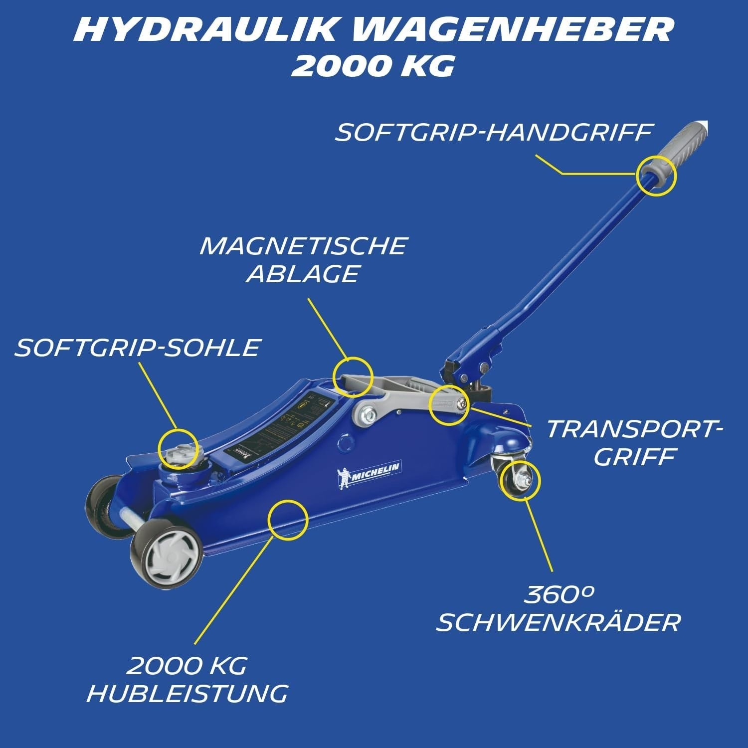 2 Ton Hydraulic Trolley Jack 105–350mm Low-Entry Floor Jack Car Lift Blue