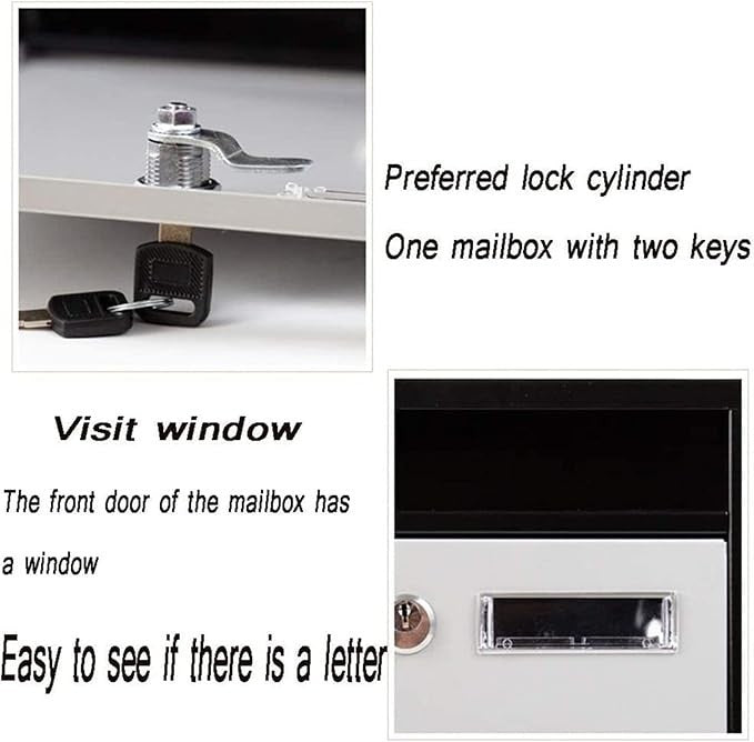 Lockable Wall Mounted Mailbox Outdoor Post Box with Newspaper Slot – Rustproof
