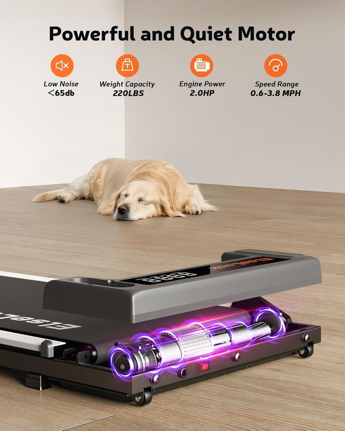 Under Desk Treadmill 2.5HP Walking Jogging Running Machine LED Display