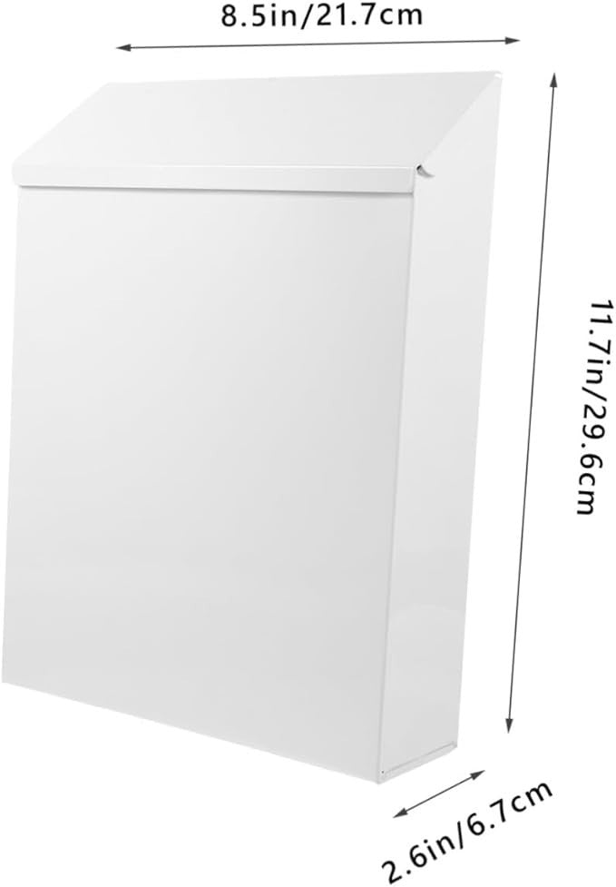 Wall Mounted Retro Mailbox White Iron Suggestion Box Home Garden Office Secure