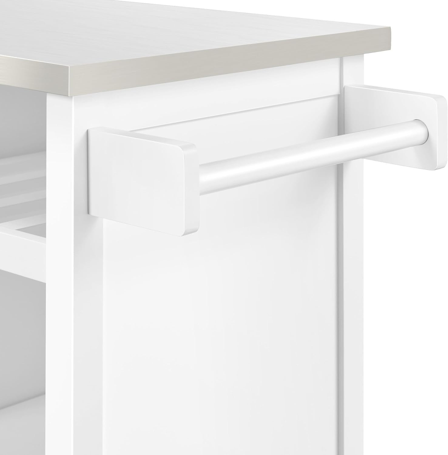 Kitchen Island Cart with Stainless Steel Top, Storage, Spice Rack & Wheels