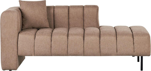 Modern Left Hand Chaise Lounge Fabric Upholstery with Cushion Brown Black Legs