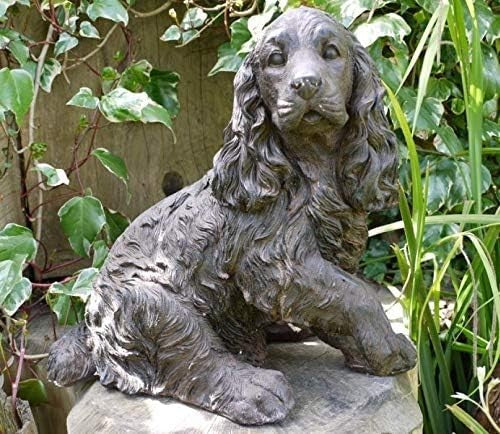 Resin Cocker Spaniel Dog Ornament Garden Statue 40cm Outdoor Patio Figurine