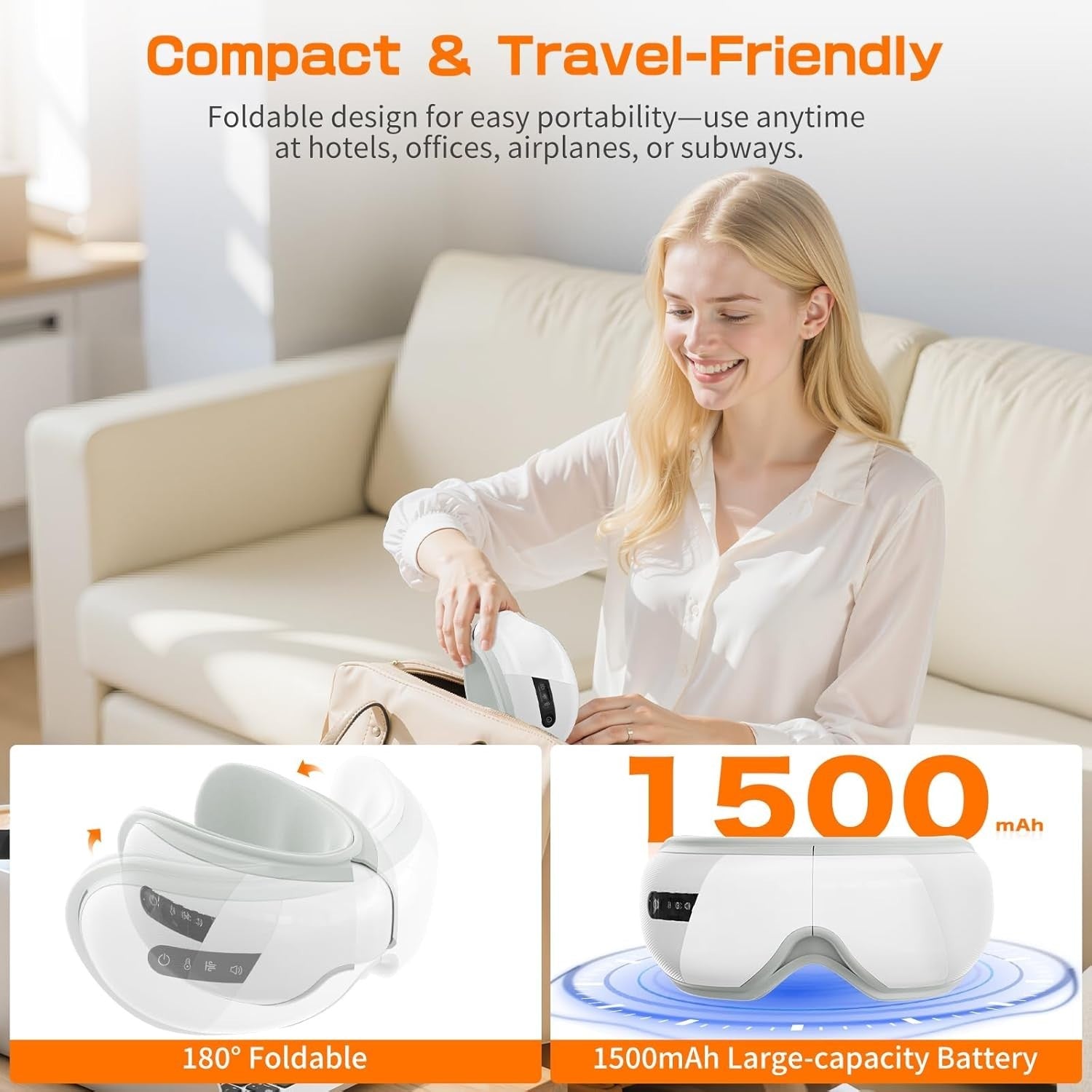 Heated Eye Massager Compression Music Dry Eye Strain Relief
