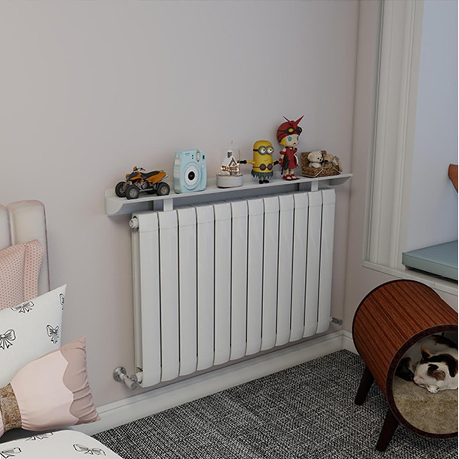 White Radiator Shelf Over Heater No-Drill Plant Display Rack 35cm-130cm