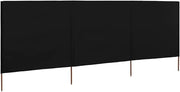 Black 3-Panel Wind Screen 400x160cm Outdoor Garden Camping Privacy Divider