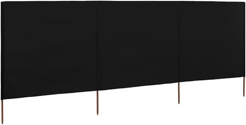 Black 3-Panel Wind Screen 400x160cm Outdoor Garden Camping Privacy Divider