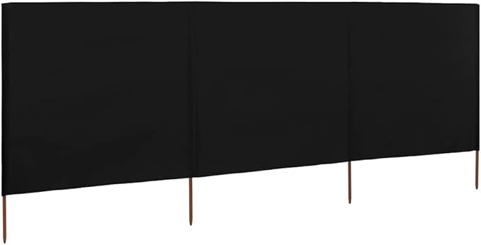Black 3-Panel Wind Screen 400x160cm Outdoor Garden Camping Privacy Divider