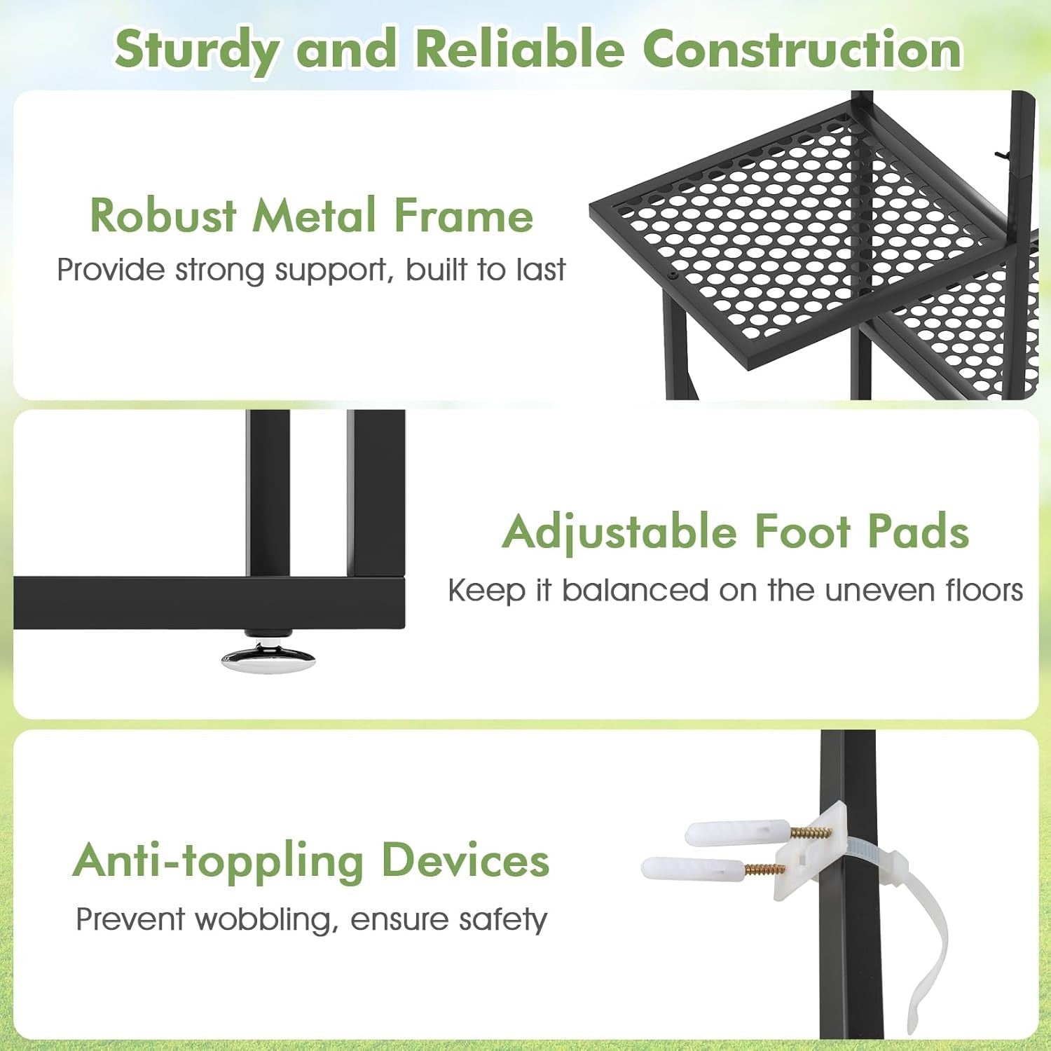 6 Tier Metal Plant Stand Butterfly Shape Indoor Outdoor Tall Flower Shelf Rack