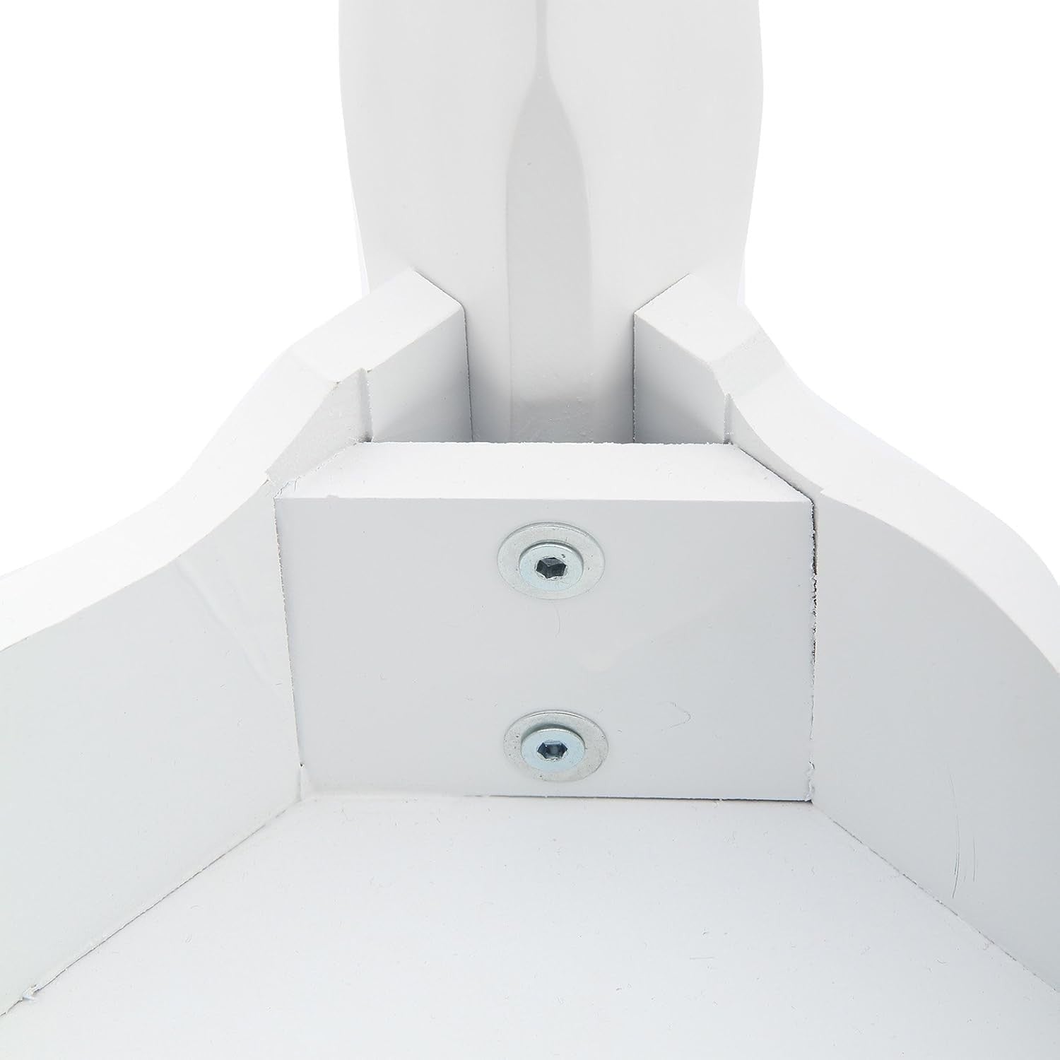 White Baroque Vanity Stool with Rubberwood Legs – Elegant Dressing Chair