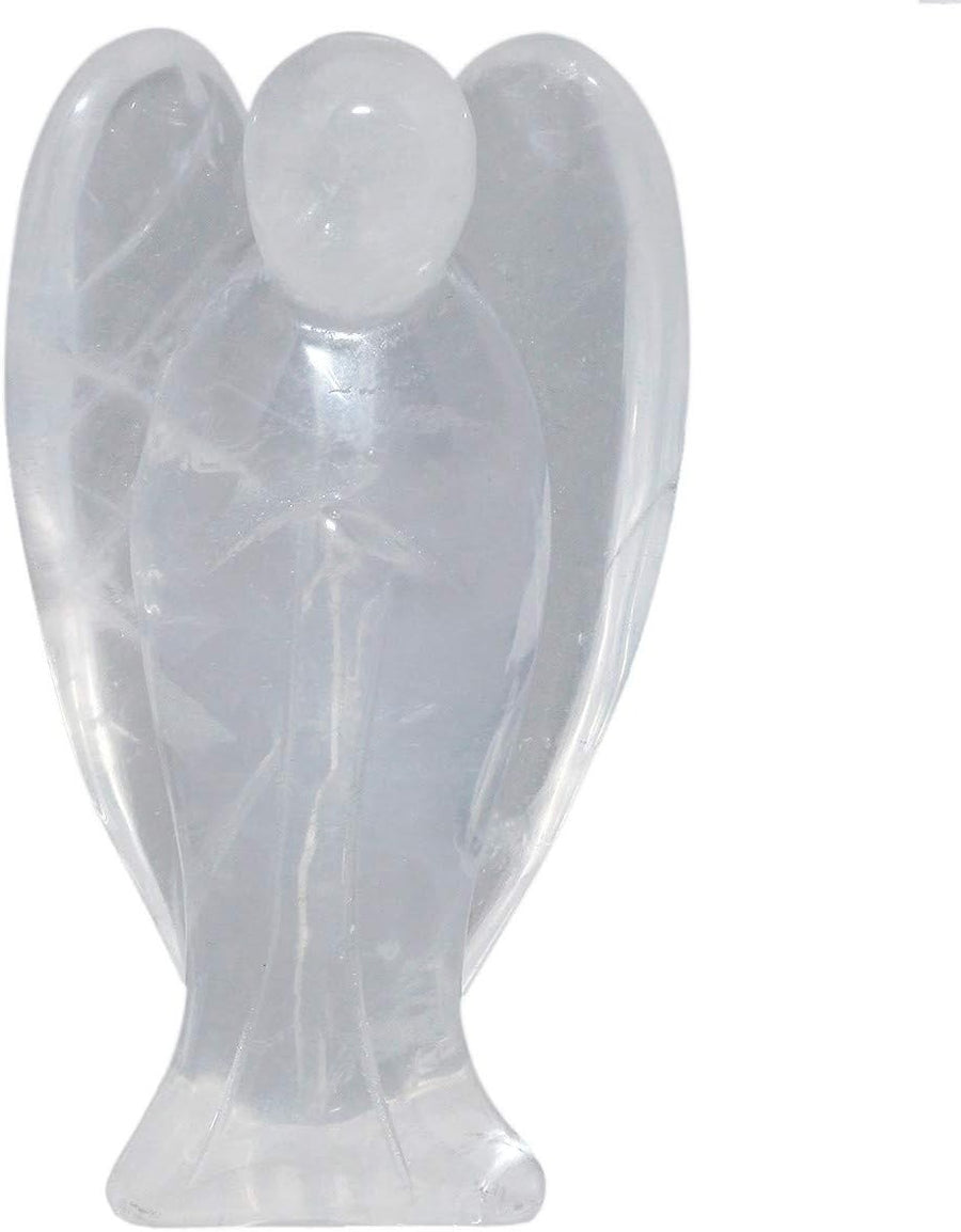3" Clear Quartz Crystal Guardian Angel Figurine Carved Healing Stone Ornament