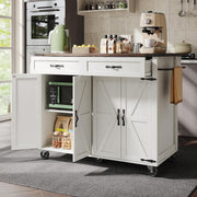 Rolling Kitchen Island Cabinet on Wheels 2 Drawers Storage Trolley Shelf