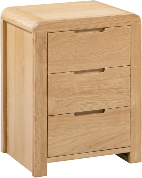 Oak 3 Drawer Bedside Table Solid Wood Unit Nightstand Storage Chest