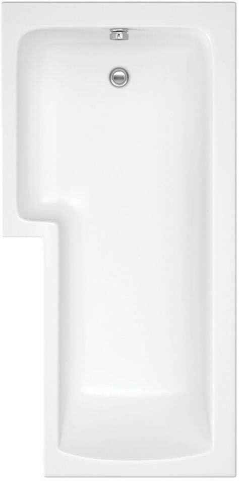 White Left Hand Square Shower Bath 1500x850mm Modern Acrylic