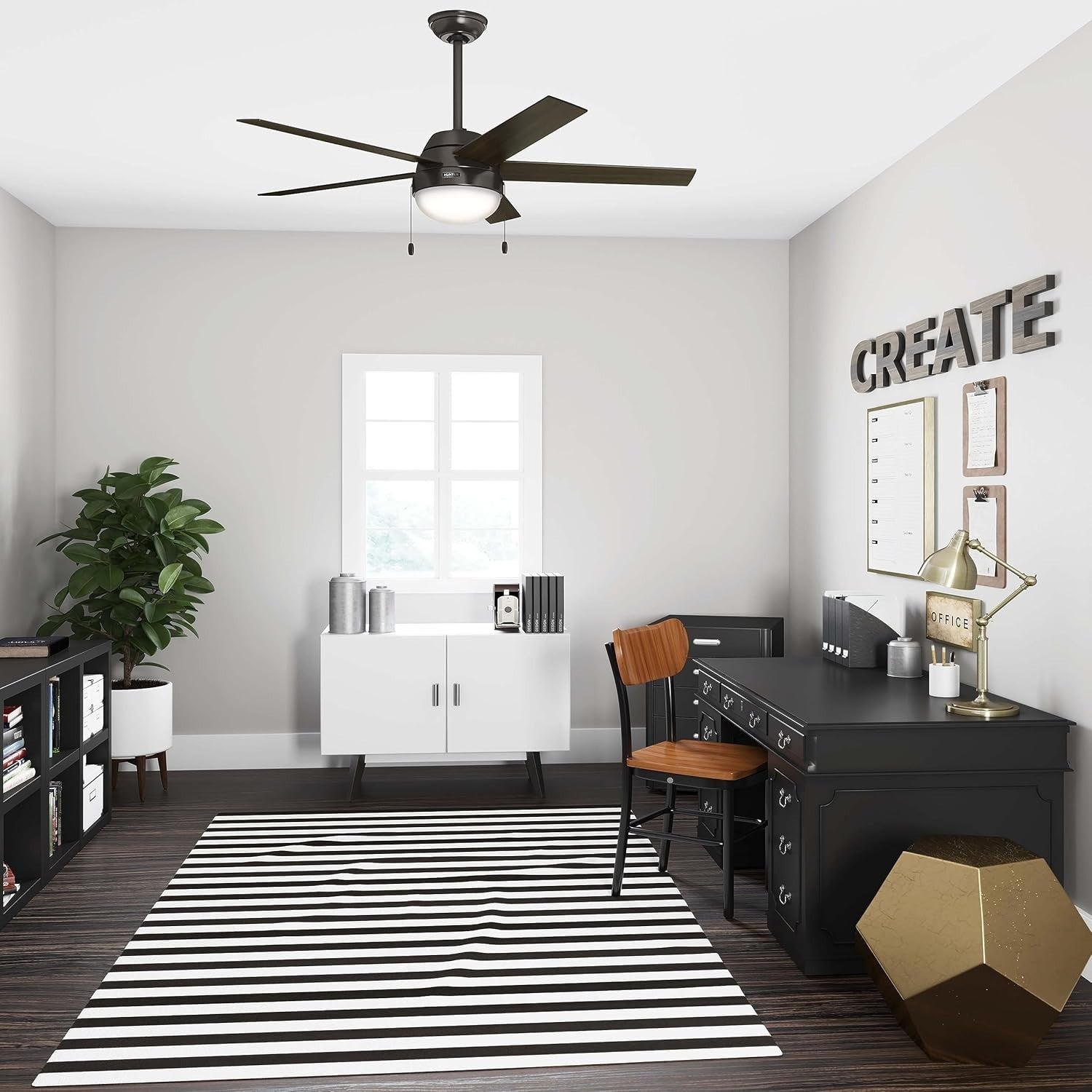 117CM Ceiling Fan, Premier Bronze, 5-Blade, Light, Remote