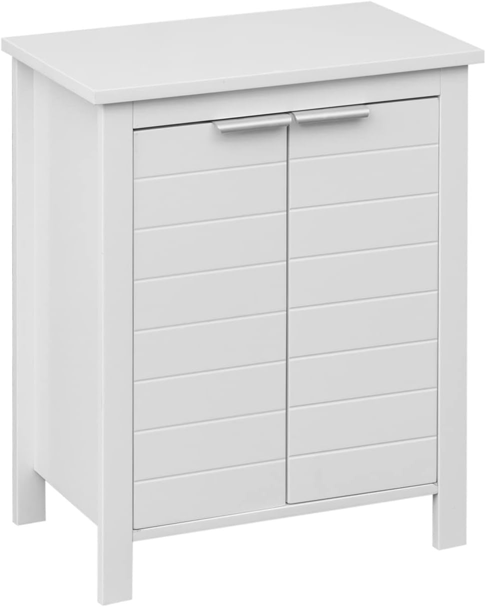Freestanding Bathroom Storage Cabinet White 2 Door Moisture Resistant Unit